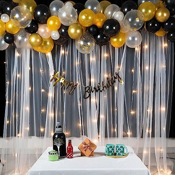 Black & Gold Birthday Party Decoration Kit