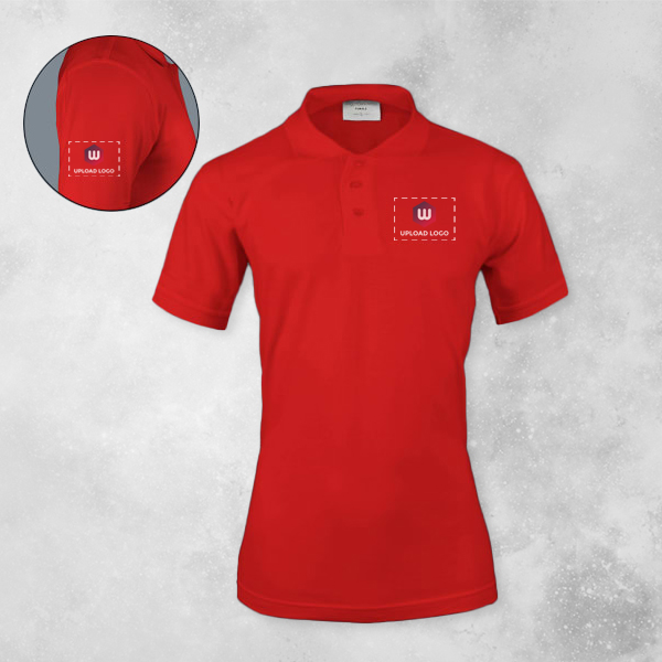 Embroidered Classic Polo T-shirt for Women Red – Custom Logo Left Chest & Right Arm-0