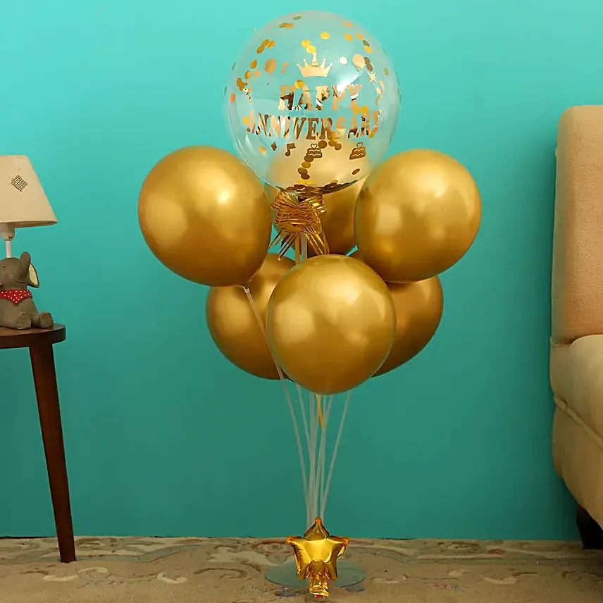 Anniversary Golden transparent Balloon Bouquet-2