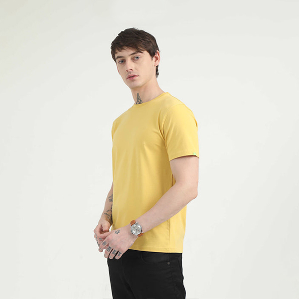 Caslay Organic Crew Neck T-Shirt (Mustard)-1