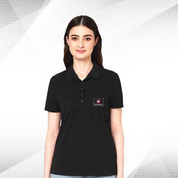 Vero Moda Plain Polo T-Shirt (Black) - Customized Logo Left Chest-0