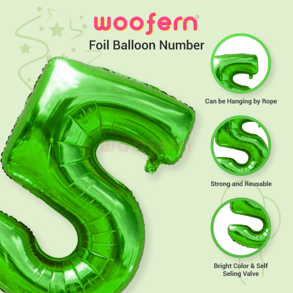 Foil Balloon Number 5 Green 16 inch-3