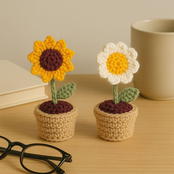 Forever-Bloom Crochet Flower Sunflower & Daisy (Set of 2)-1
