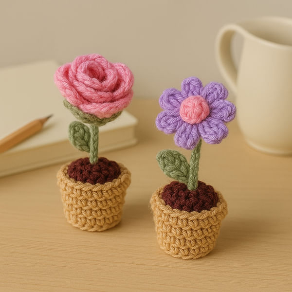 Crochet Rose & Daisy Flower-1