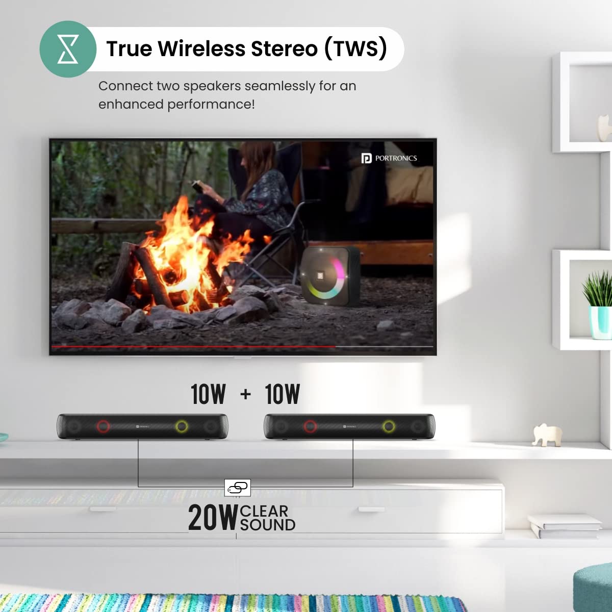 Portronics Decibel 21 10W Soundbar with LED Lights (Black)-5