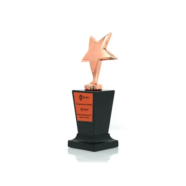 Rossette Tall Bronze Trophy on Vintage Wooden Base-1