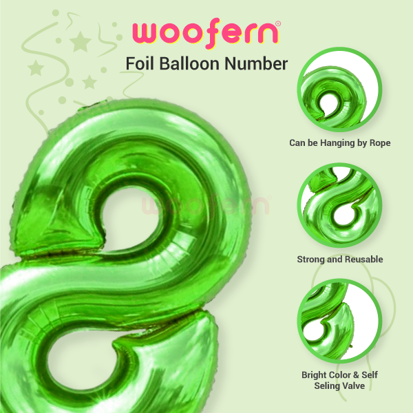 Foil Balloon Number 8 Green 16 inch-3