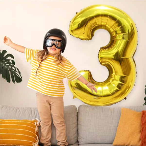 Golden Foil Balloon Number 3- 16 inch-1