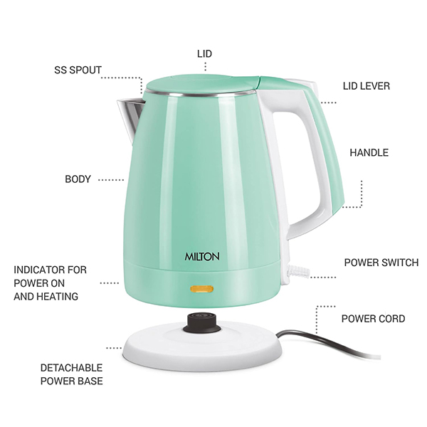 MILTON Riga - Electric 1.5 Stainless Steel Kettle - (Aqua Green)-1