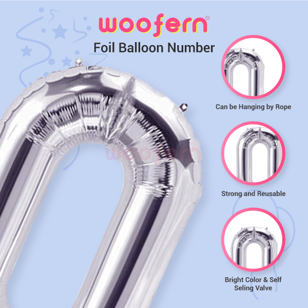 Number 0 Silver Foil Balloon 16 inch-3