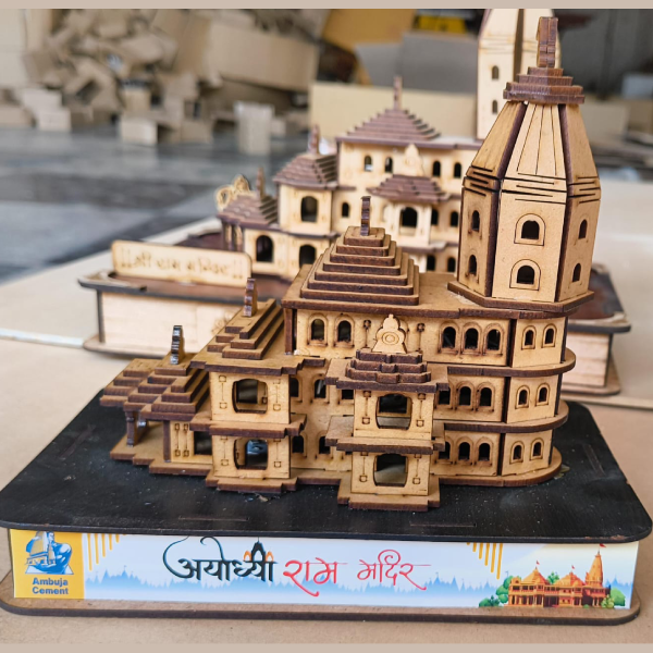 Ayodhya Ram Mandir Wooden Model | Custom Logo for Events & Branding-2