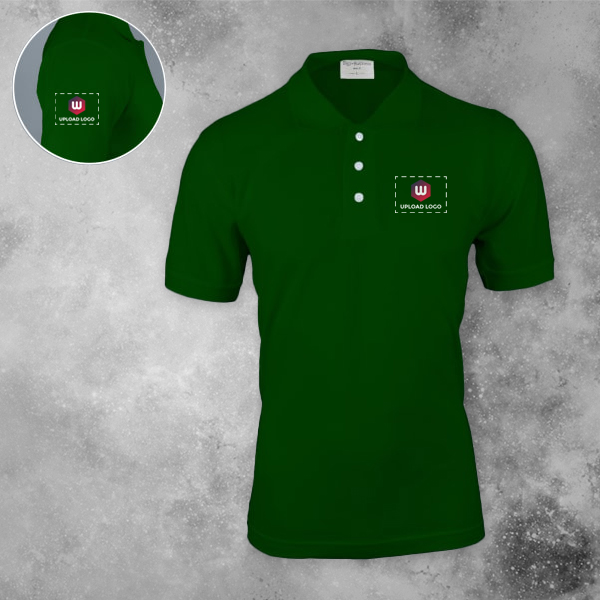 Embroidered Classic Polo T-shirt for Men Forest Green – Custom Logo Left Chest & Right Arm