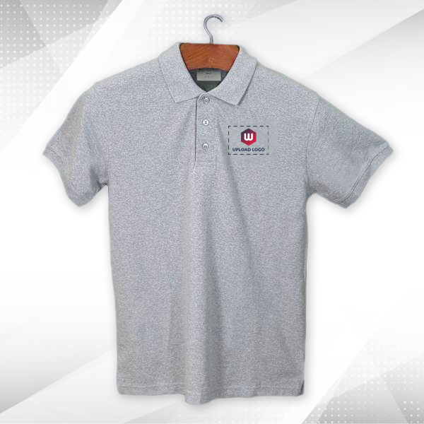 Embroidered Classic Polo T-shirt for Men Grey Melange – Custom Logo Left Chest-3