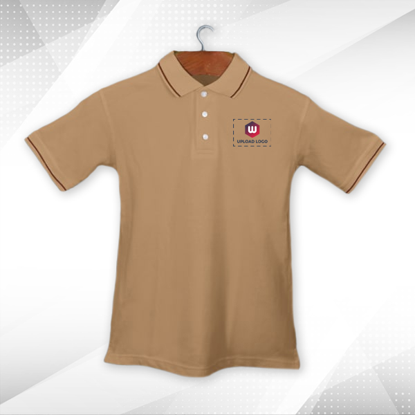 Highline Polo T-shirt for Men Beige with Brown – Custom Logo Left Chest & Right Arm-3