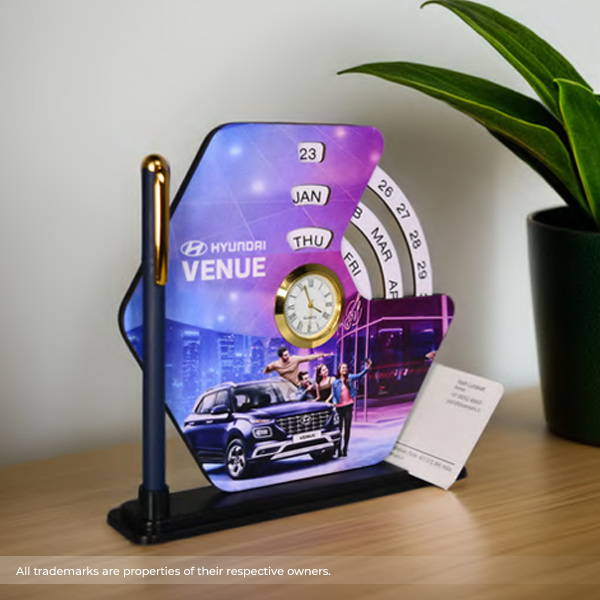 Hexa Ring Perpetual Calendar – Corporate Gift with Clock & Card Holder-1