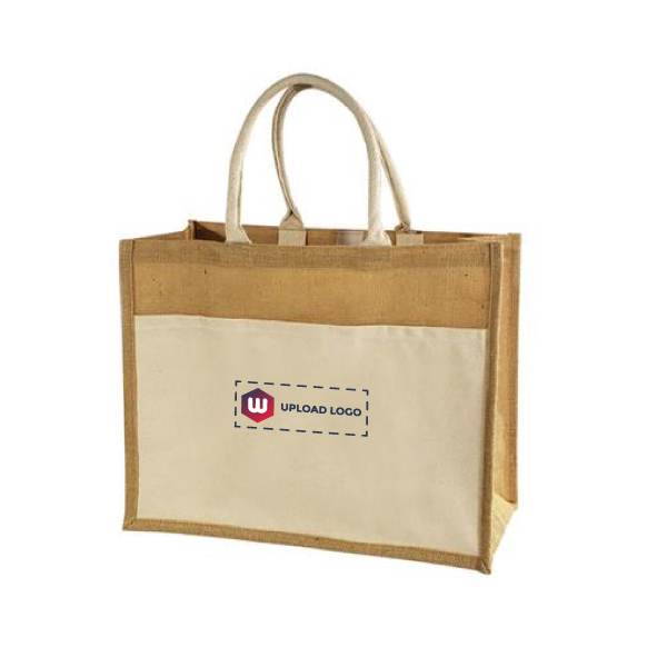 JUTELINE Jute Bags with Canvas Front Pocket | Size - 16*13*5 inch-0