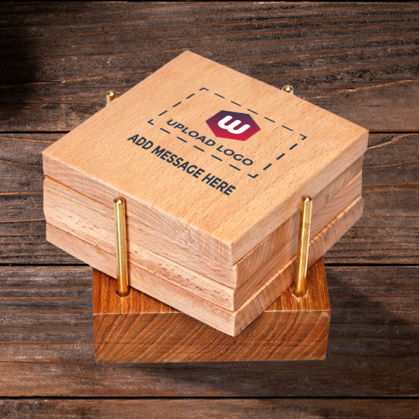 Wooden Coasters Set of 4 – Custom Logo & Message-1
