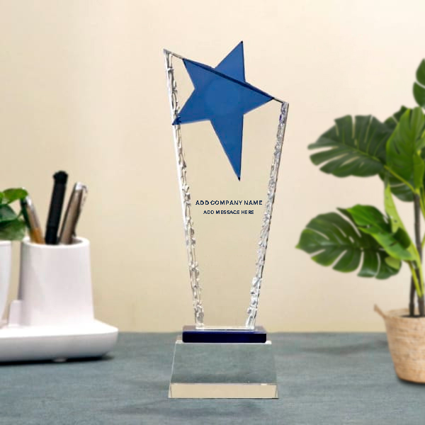 Star Award Trophy - Custom Engraved with Company Name & Message