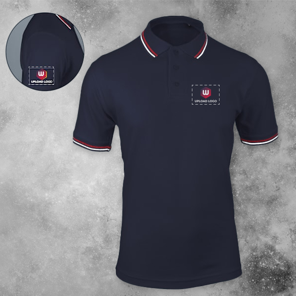 AWG Sport Giza Polo T-shirt for Men Navy Blue – Custom Logo Left Chest & Right Arm