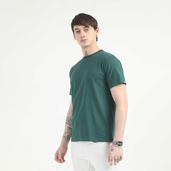 Caslay Organic Crew Neck T-Shirt (Forest Green)-1