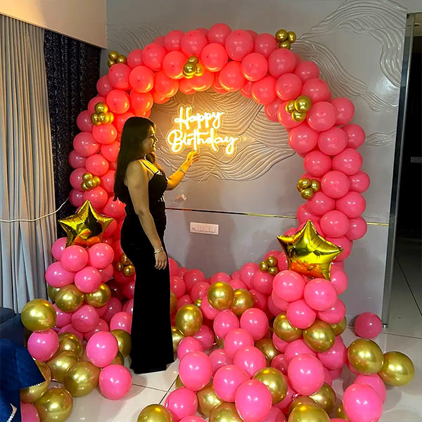Pink & Gold Balloon Ring Birthday Decoration