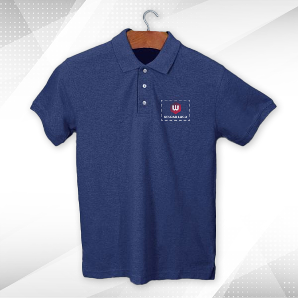 AWG Solid Polo T-shirt for Men Navy Blue Melange – Custom Logo-3