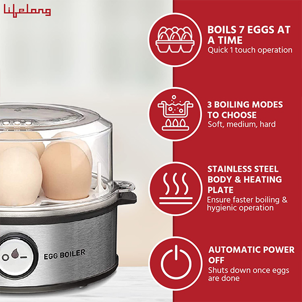 Lifelong LLEB05 Egg Boiler 360-Watt - Silver Grey-6