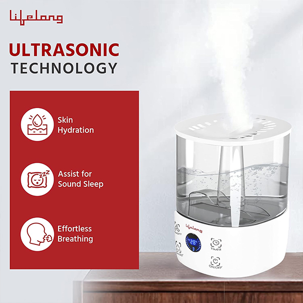 Lifelong LLRH18 4.5L Room Humidifier with Digital Display, Top Fill Room Humidifier-2