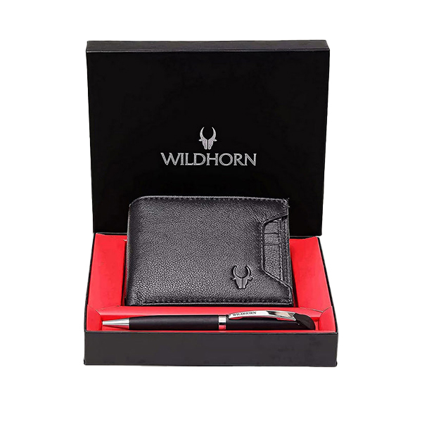 WILDHORN MACON Leather Wallet & Pen Gift Set (Black)-0