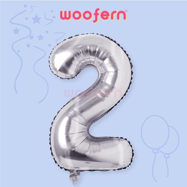 Number 2 Silver Foil Balloon 16 inch-0