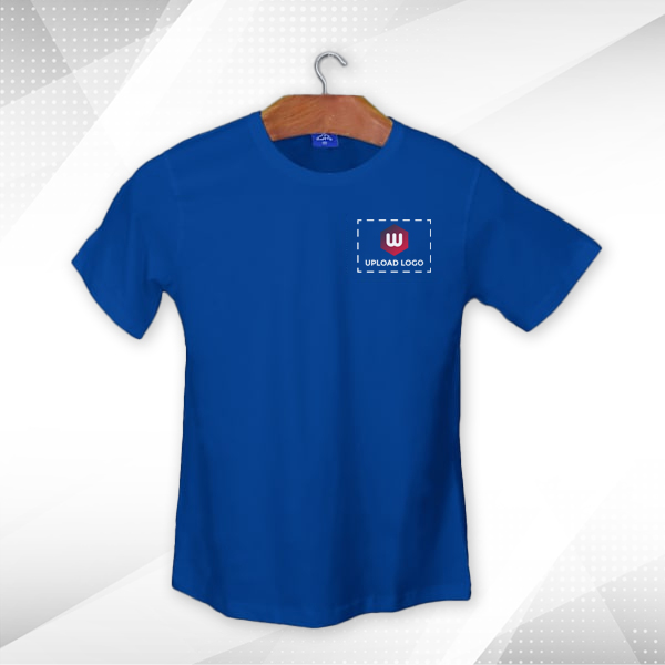 Ruffty Crew Neck Cotton T-shirt for Men Royal Blue - Custom Logo Left Chest-3