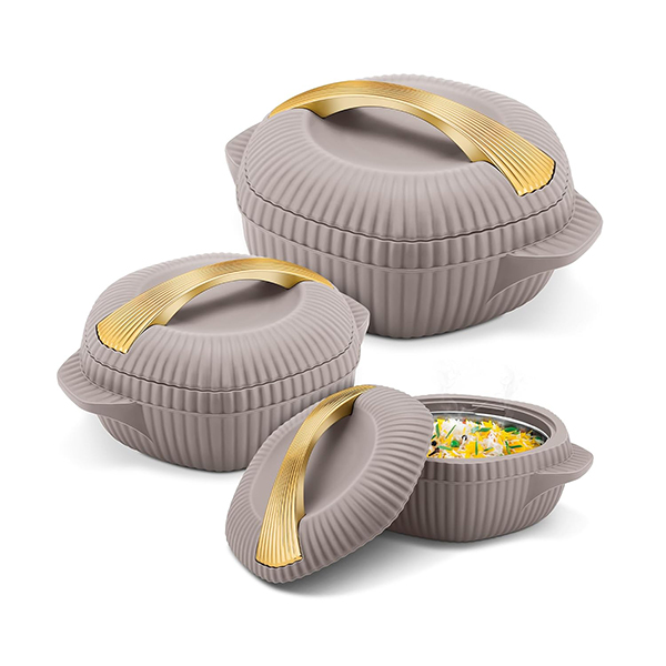 MILTON Oyster Jr. Gift Set PU Insulated Casserole - Set of 3 (500 ml, 1000 ml, 1500 ml) - Taupe-0
