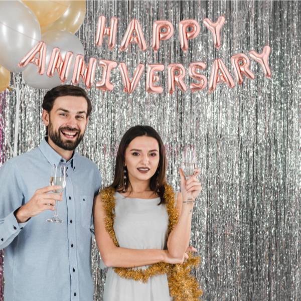 Happy Anniversary Foil Balloon 16 inch Balloon Banner (Rose Gold)-1