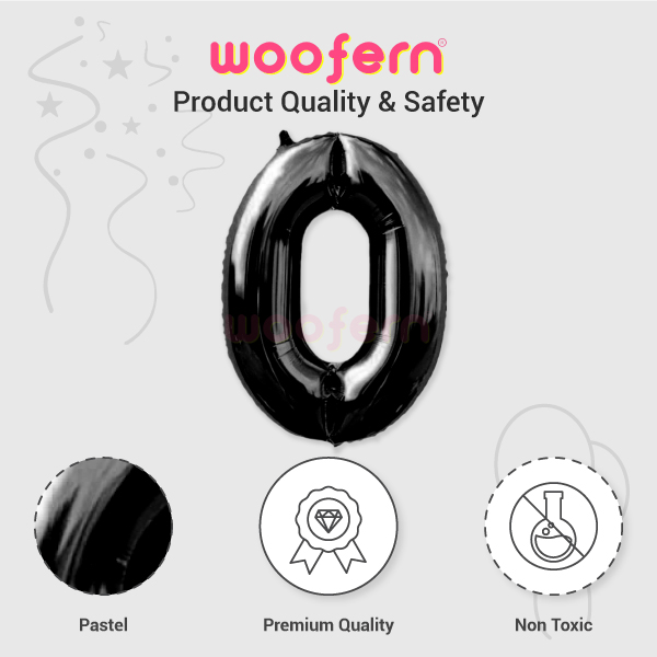 Black Foil Number Balloons 0 - 16  inch-4