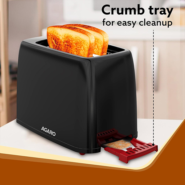 AGARO Olympia Pop Up Toaster - 750 W (Black)-3