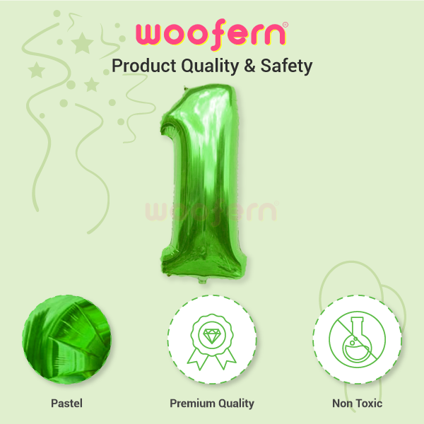 Foil Balloon Number 1 Green 16 inch-4
