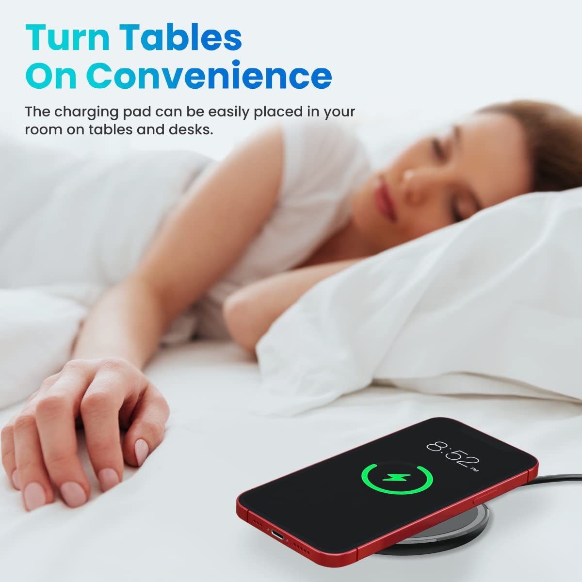 Portronics Freedom 2 15W Wireless Charging Pad for iPhone 13/Samsung Mobile(Black)-4