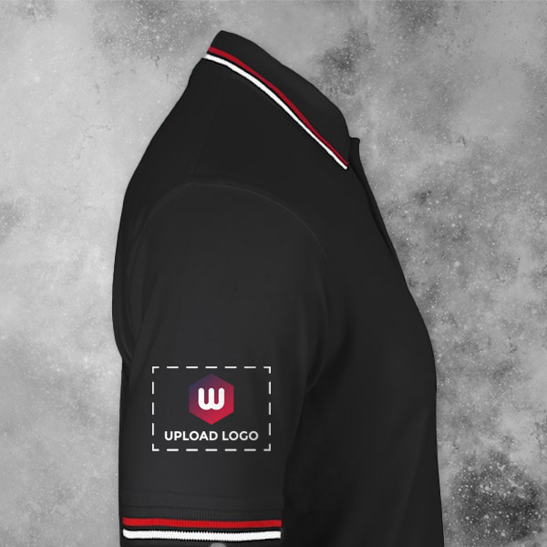 AWG Sport Giza Black Polo T-Shirt for Men – Custom Logo Left Chest & Right Arm-1