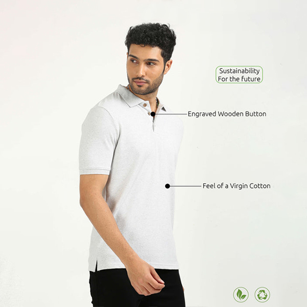 Caslay Polo T-Shirt (White Melange)-1