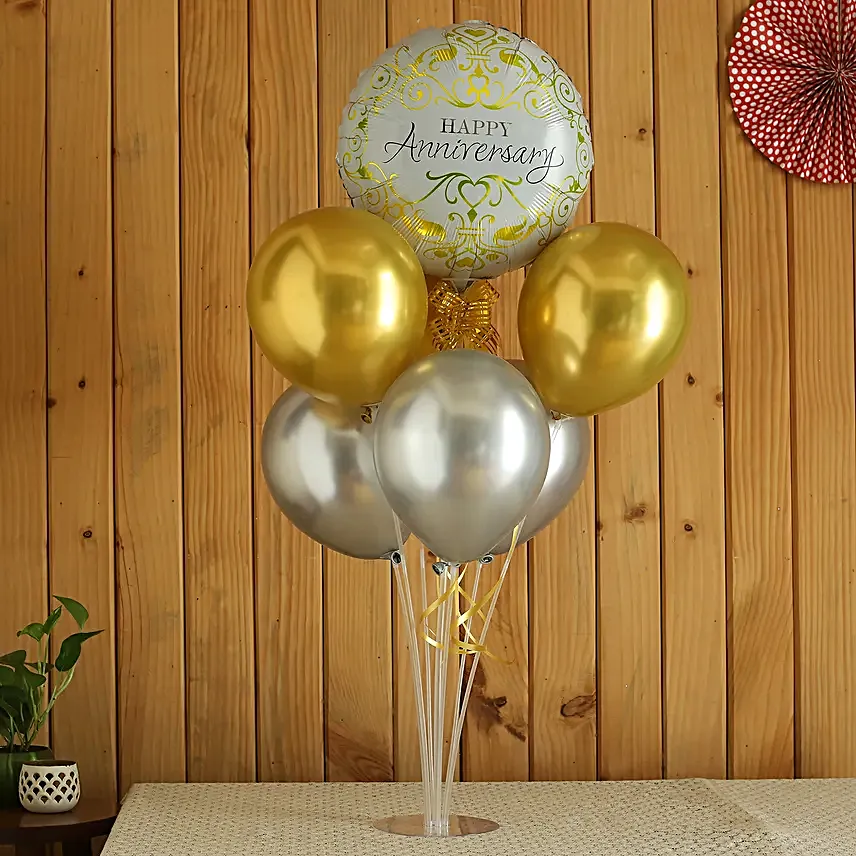 Gold & Silver Anniversary Balloon Bouquet
