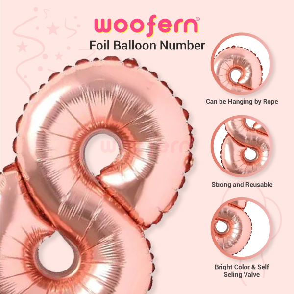 Rose Gold Foil Balloon  Number 8 - 16 inch-3