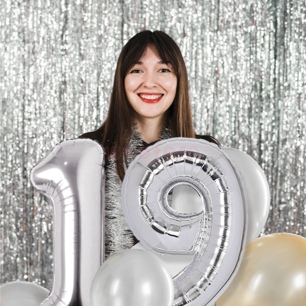 Number 9 Silver Foil Balloon 16 inch-1