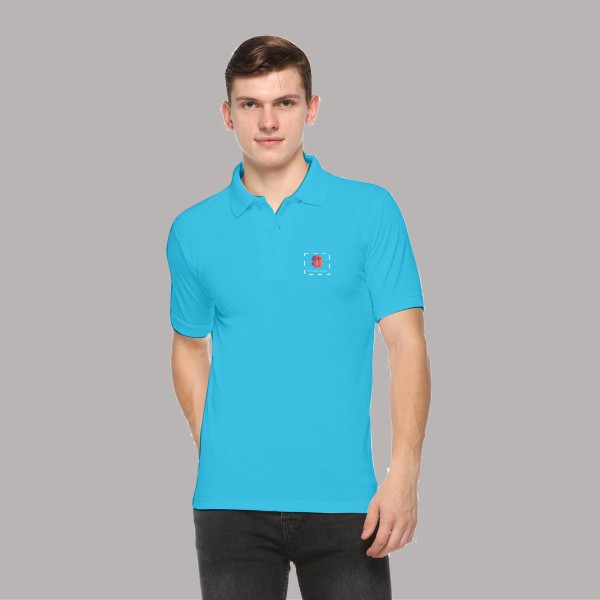 Embroidered FasTees Polo T-shirt for Men (Aqua Blue)-0