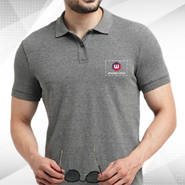 Jack & Jones Plain Polo Grey T-shirt - Custom Logo-1