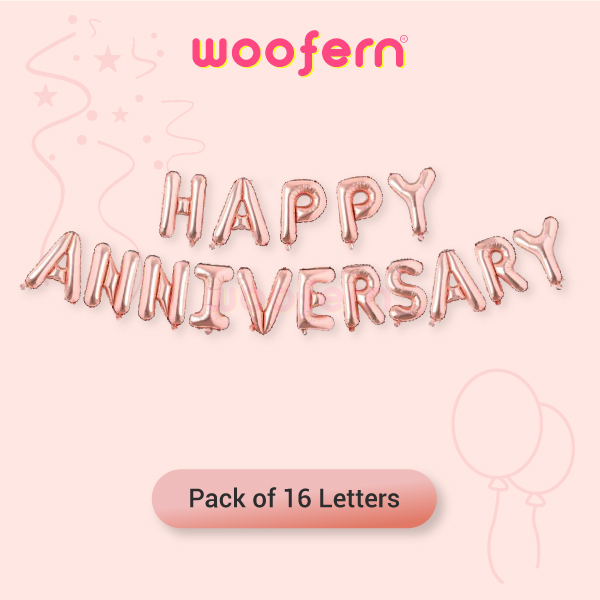 Happy Anniversary Foil Balloon 16 inch Balloon Banner (Rose Gold)-2