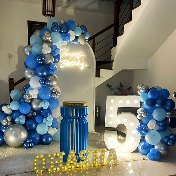 Enchanting Blue & Silver 5th Birthday Balloon Arch-0
