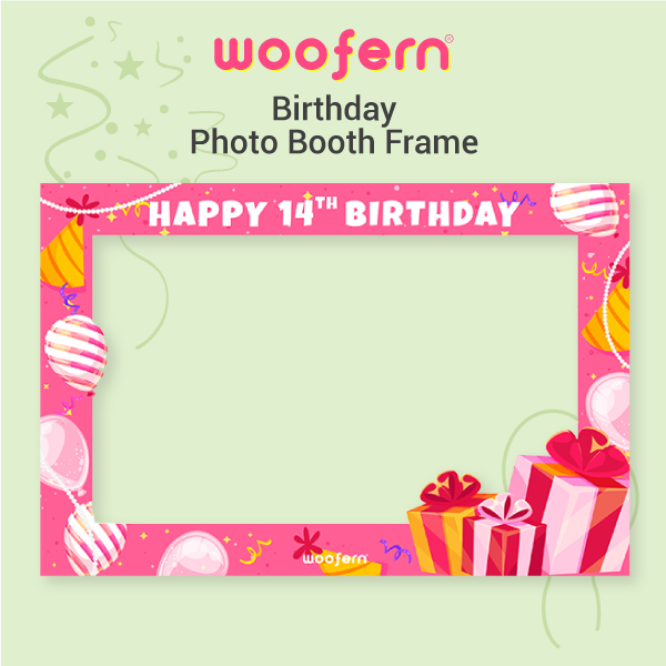 Pink-themed Selfie Photo Booth Frame Custom with year - Size -3*2