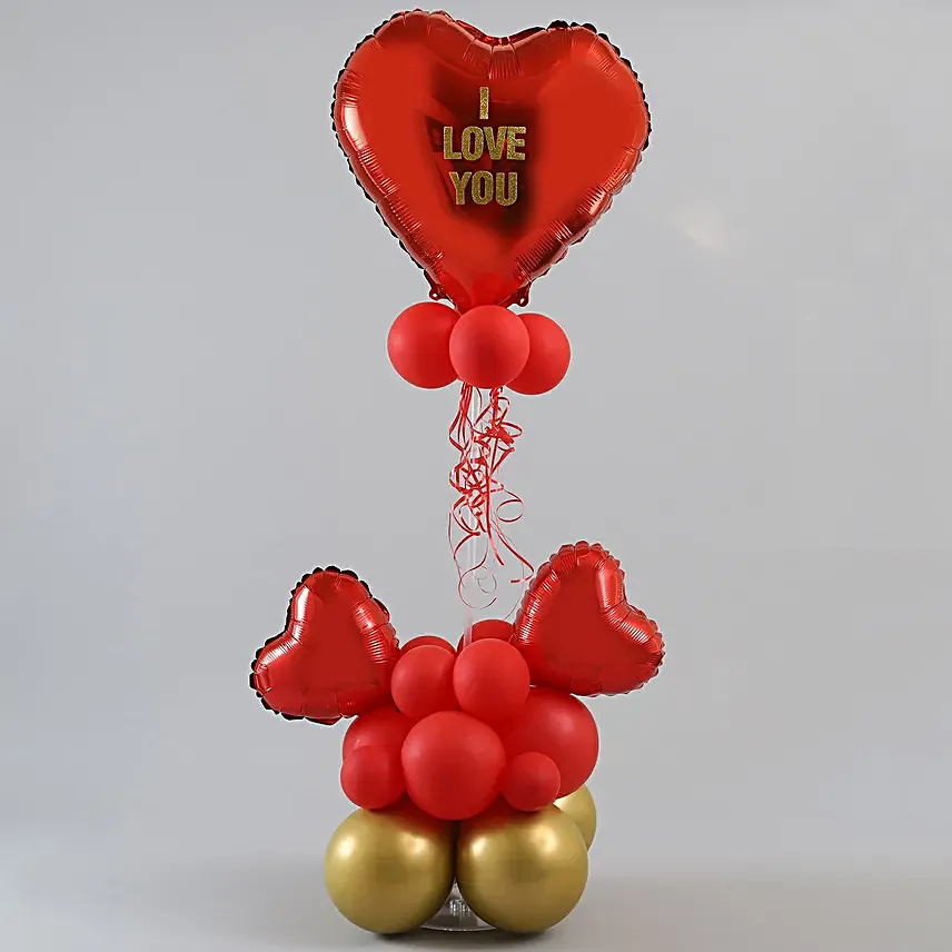 I Love You Red & Golden Balloon Bouquet-1