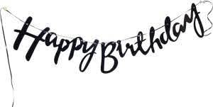 Happy Birthday Banner Cursive Letters - Black