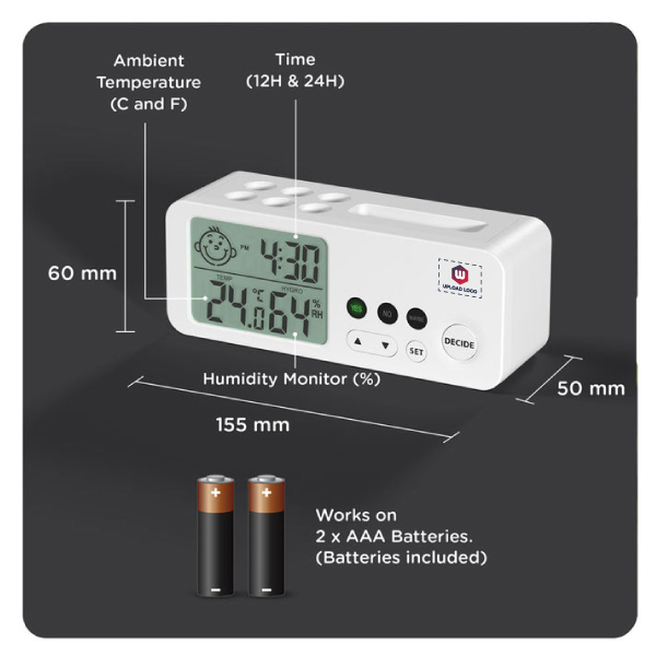 EO Decider Multifunctional Digital Clock - White-4